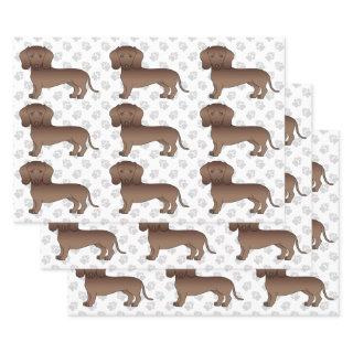 Chocolate Short Hair Dachshund Cartoon Dog Pattern  Sheets