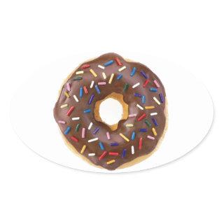 Chocolate Sprinkle Doughnut Oval Sticker