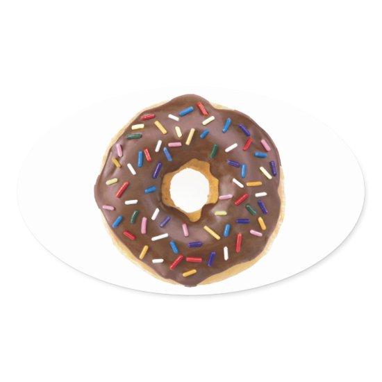 Chocolate Sprinkle Doughnut Oval Sticker