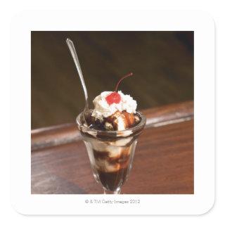 Chocolate sundae square sticker