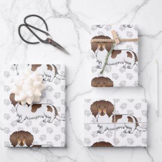 Chocolate & Tan Piebald Long Hair Dachshund & Paws  Sheets