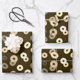 Chocolate vanilla donuts elegant pattern brown  sheets