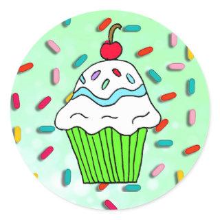 Chocolats Cupcake with Candy Sprinkles Classic Round Sticker