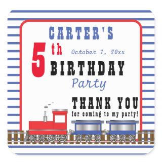 Choo Choo Train Birthday Thank You Favor Square Sticker