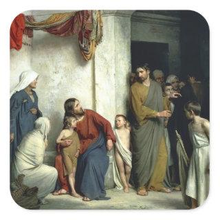 Christ and the Children Square Sticker