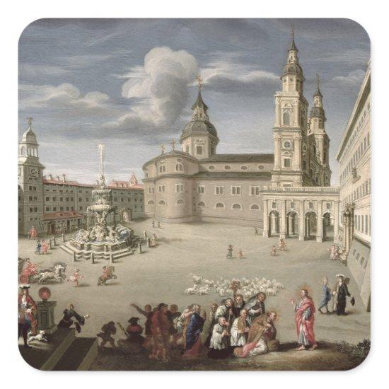 Christ blessing the people of Salzburg Square Sticker
