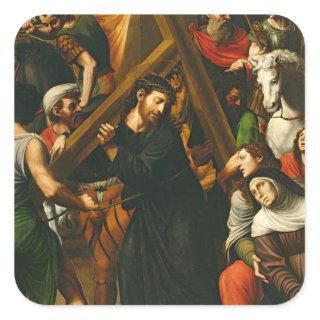 Christ Carrying the Cross Square Sticker