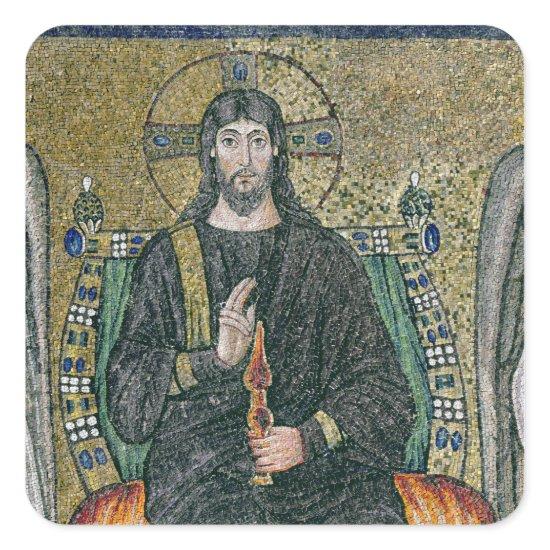 Christ enthroned with the angels square sticker
