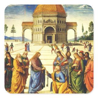 Christ Giving the Keys to Saint Peter Square Sticker