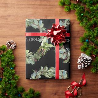 Christ is Born Black Christmas Wreath