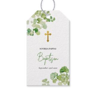 Christening Baptism Boy Girl Watercolor Greenery Gift Tags