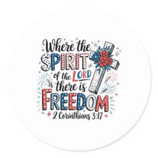 Christian 4th Of July Religious Patriotic Bible Ve Classic Round Sticker