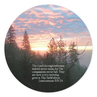 Christian Bible Verse Sunrise Landscape Classic Round Sticker