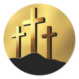 Christian Crosses on Calvary Classic Round Sticker