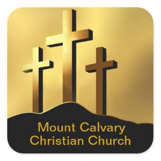 Christian Crosses on Calvary Square Sticker