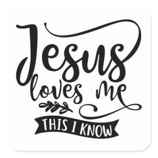 Christian Design Jesus Loves Me Square Sticker