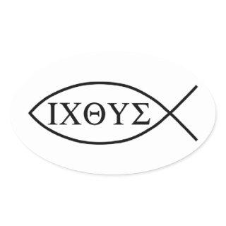 Christian fish symbol ICHTHYS or ICHTHUS Oval Sticker
