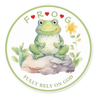 Christian FROG Acronym Floral Classic Round Sticker