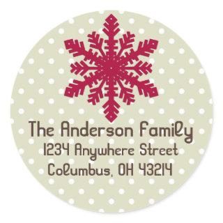 Christmas 9 : Snowflake 5 Round Return Address Classic Round Sticker