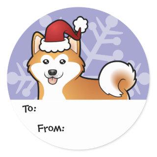 Christmas Akita Inu / Shiba Inu Classic Round Sticker