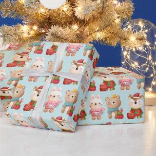 Christmas Animals in Festive Outfits Pattern