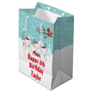 Christmas Arctic Foxes Happy Birthday Medium Gift  Medium Gift Bag