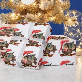 Christmas Baby Owl In Hat and Gift