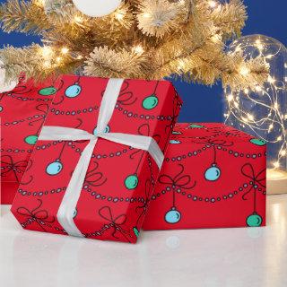 Christmas Balls Light String Pattern on Red