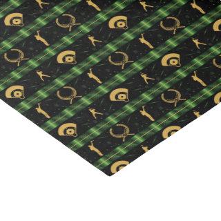 Christmas Baseball Player - Green Check Tissue Paper