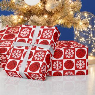 Christmas Basketball Snowflake Red and White