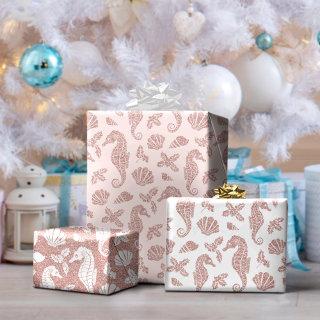 Christmas Beach Rose Gold Glitter Seahorse Pink  Sheets