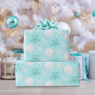 Christmas Beach Sand Dollar Starfish Aqua Blue
