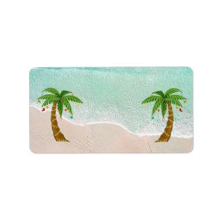 Christmas Beach Scene Address Labels