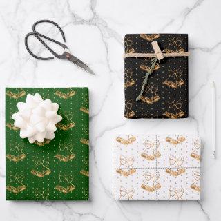 Christmas Bells on Green, Black and White  Sheets