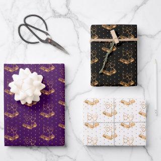 Christmas Bells on Purple, Black and White  Sheets