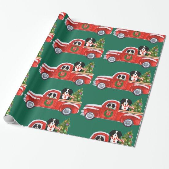 Christmas Bernese Mountain Dogs Red Truck