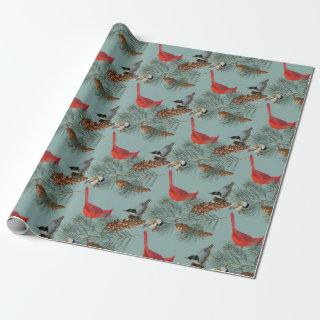Christmas Bird Cardinal Nuthatch Chickadee Teal