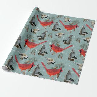 Christmas Bird Cardinal Nuthatch Chickadee Teal