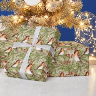 Christmas Birds and Pine Boughs and Berries