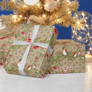 Christmas Birds and Pine Boughs and Candy Canes