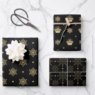 Christmas Black And Gold Snowflake Pattern  Sheets