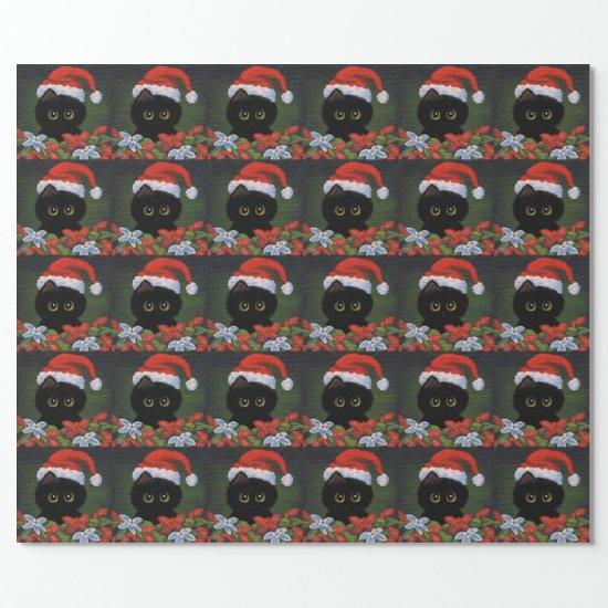Christmas Black Cat Santa Claus Funny Creationarts