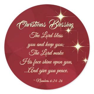 Christmas Blessing Lord Bless You Numbers 6:24-26 Classic Round Sticker