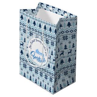 CHRISTMAS Blue Deer pattern personalized M Gift Ba Medium Gift Bag