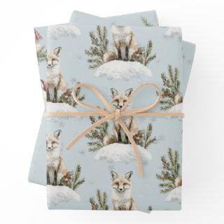 Christmas Blue Fox Snow  Sheets