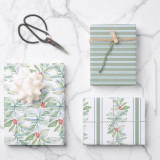 Christmas Botanical Leaves and Berries Watercolor   Sheets