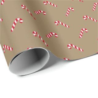 Christmas brown kraft rustic candy cane pattern