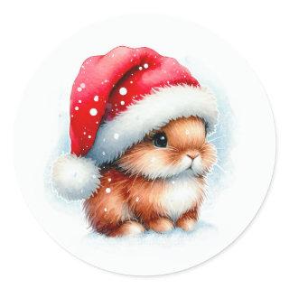 Christmas Bunny Classic Round Sticker