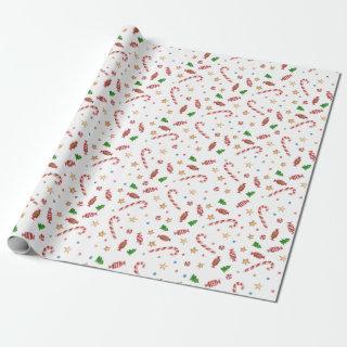 Christmas Candy Cane Stars Watercolor Holiday
