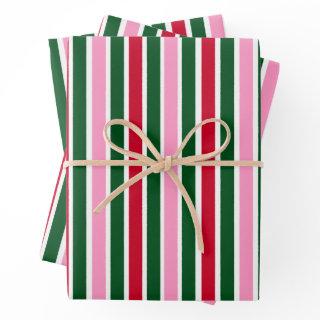 Christmas Candy Cane Stripes in Pink Green and Red  Sheets